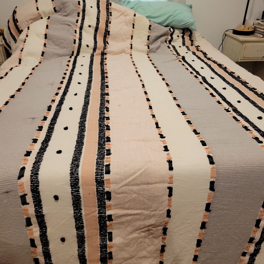 Hyde Lane Striped Textured Full/Queen Comforter Set 100% Cotton Face Soft Polyes